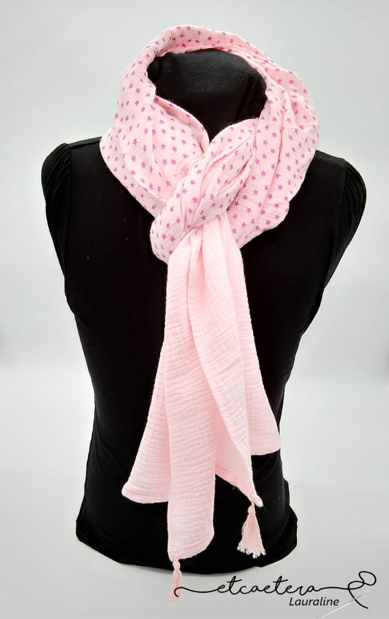 Foulard Double-Gaze Rose