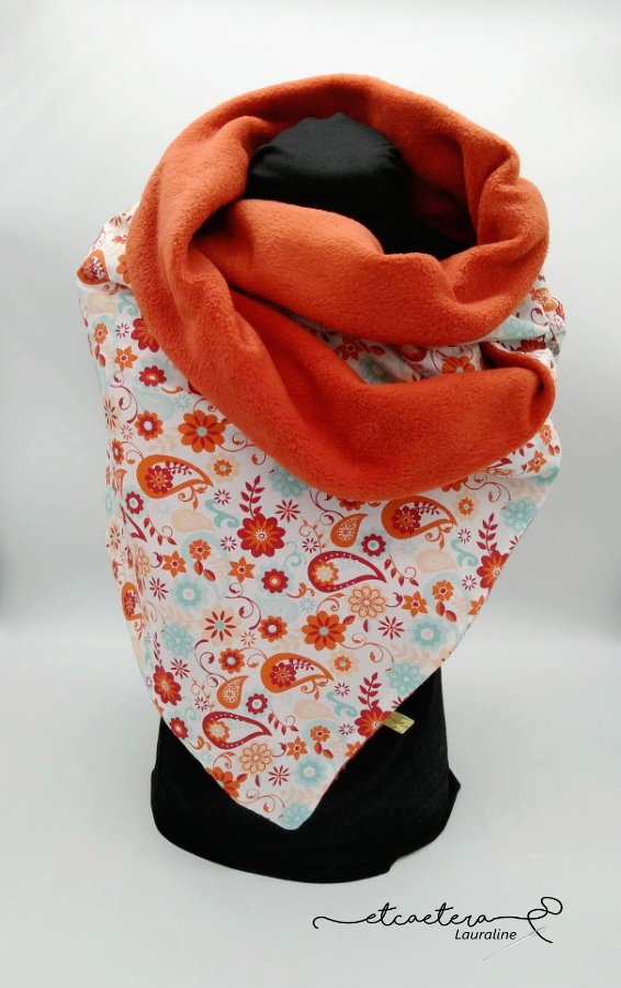 Echarpe Polaire Orange - Fleurs